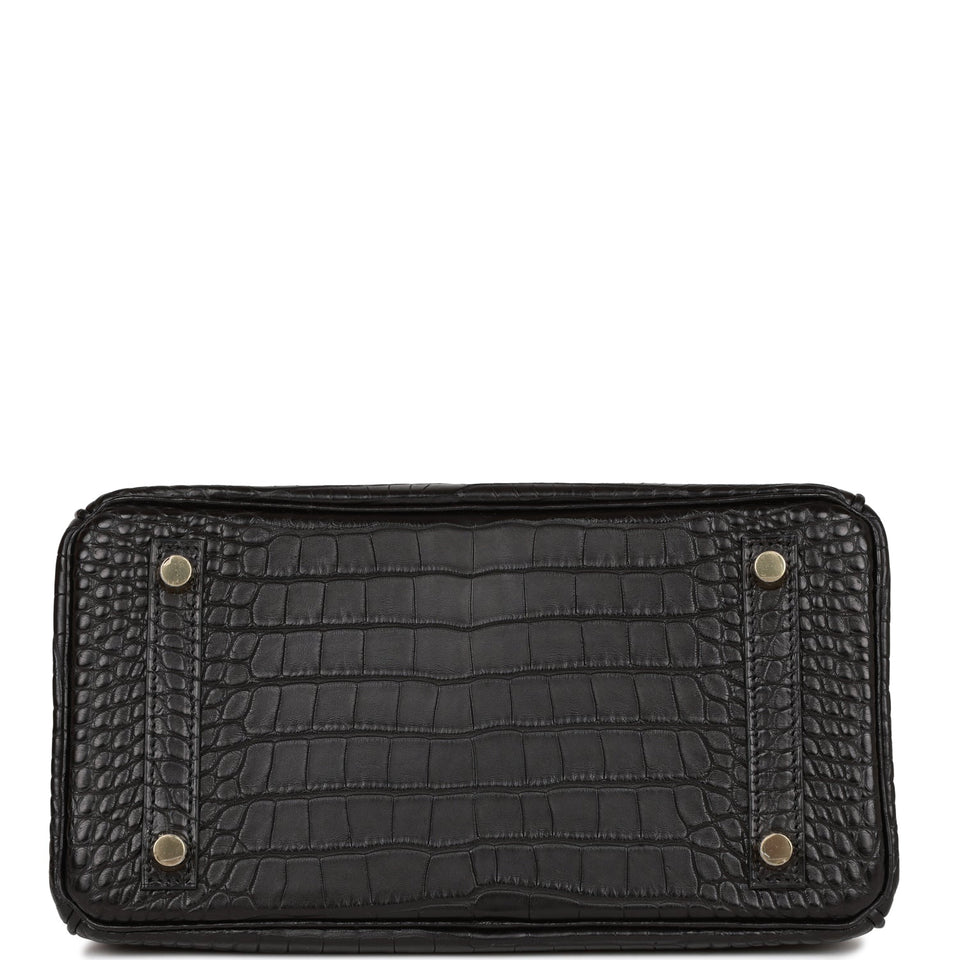 Hermes Birkin 25 Black Matte Alligator Gold Hardware