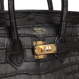 Hermes Birkin 25 Black Matte Alligator Gold Hardware