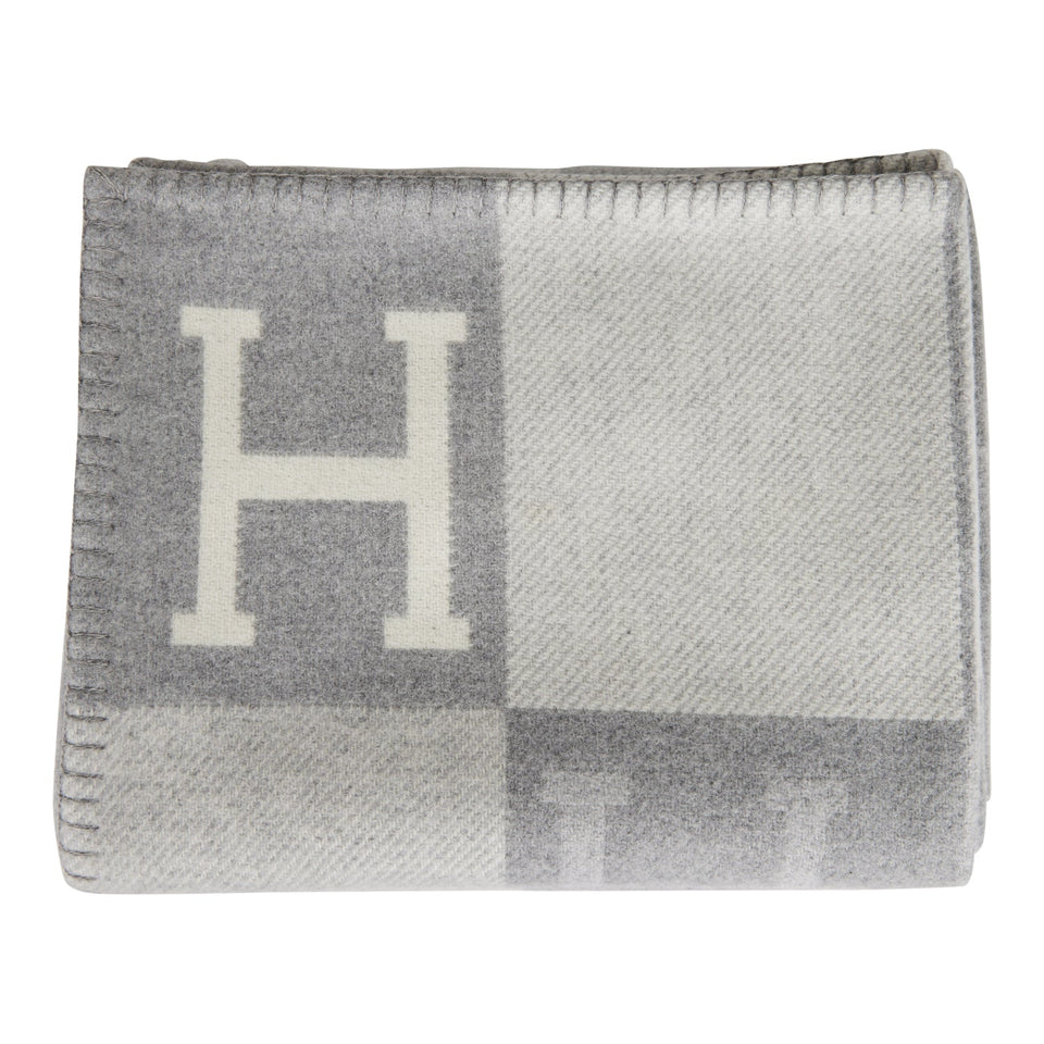 Hermes "Classic Avalon" Ecru and Gris Clair Blanket