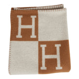 Hermes "Classic Avalon" Ecru and Camel Blanket