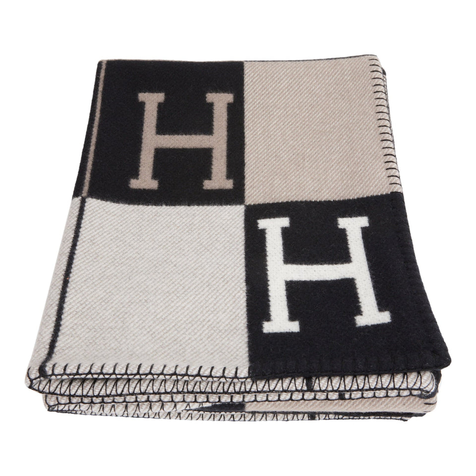 Hermes "Avalon III" Gris and Black Blanket