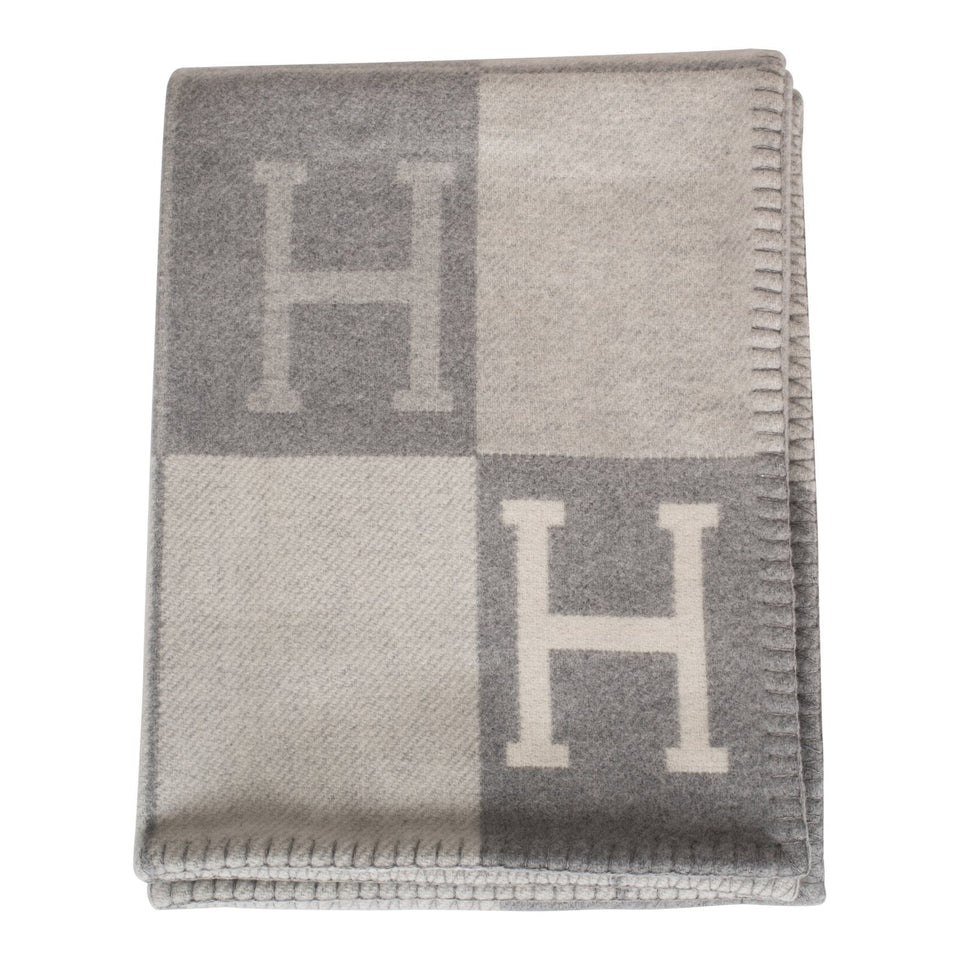 Hermes "Classic Avalon" Ecru and Gris Clair Blanket