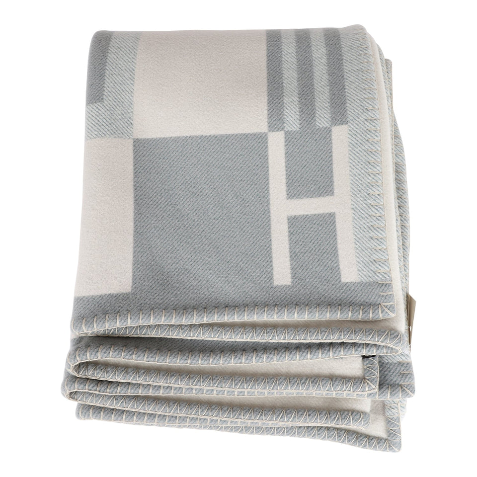 Hermes "Ithaque" Gris and Perle Blanket