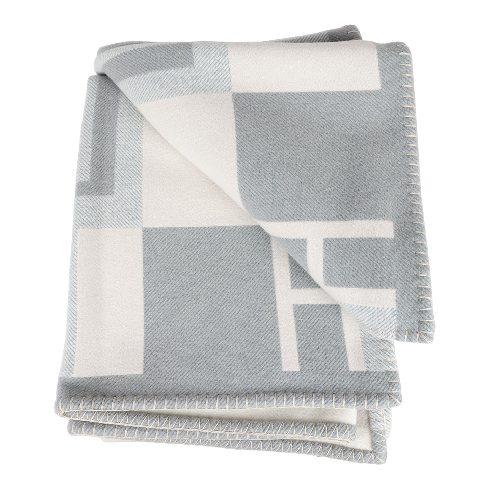 Hermes "Ithaque" Gris and Perle Blanket