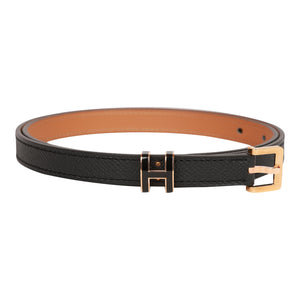 Hermes Pop H Belt 15mm Black Epsom Rose Gold 80cm