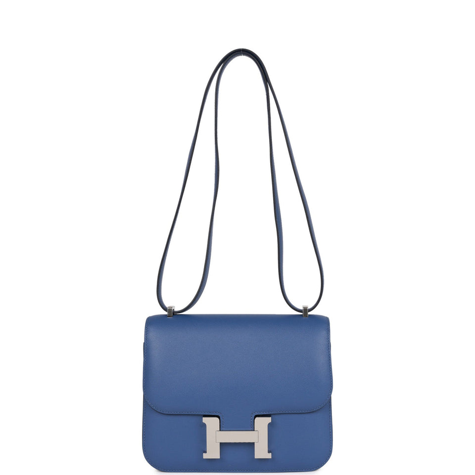Hermes Constance 18 Bleu Brighton Verso Evercolor Palladium Hardware