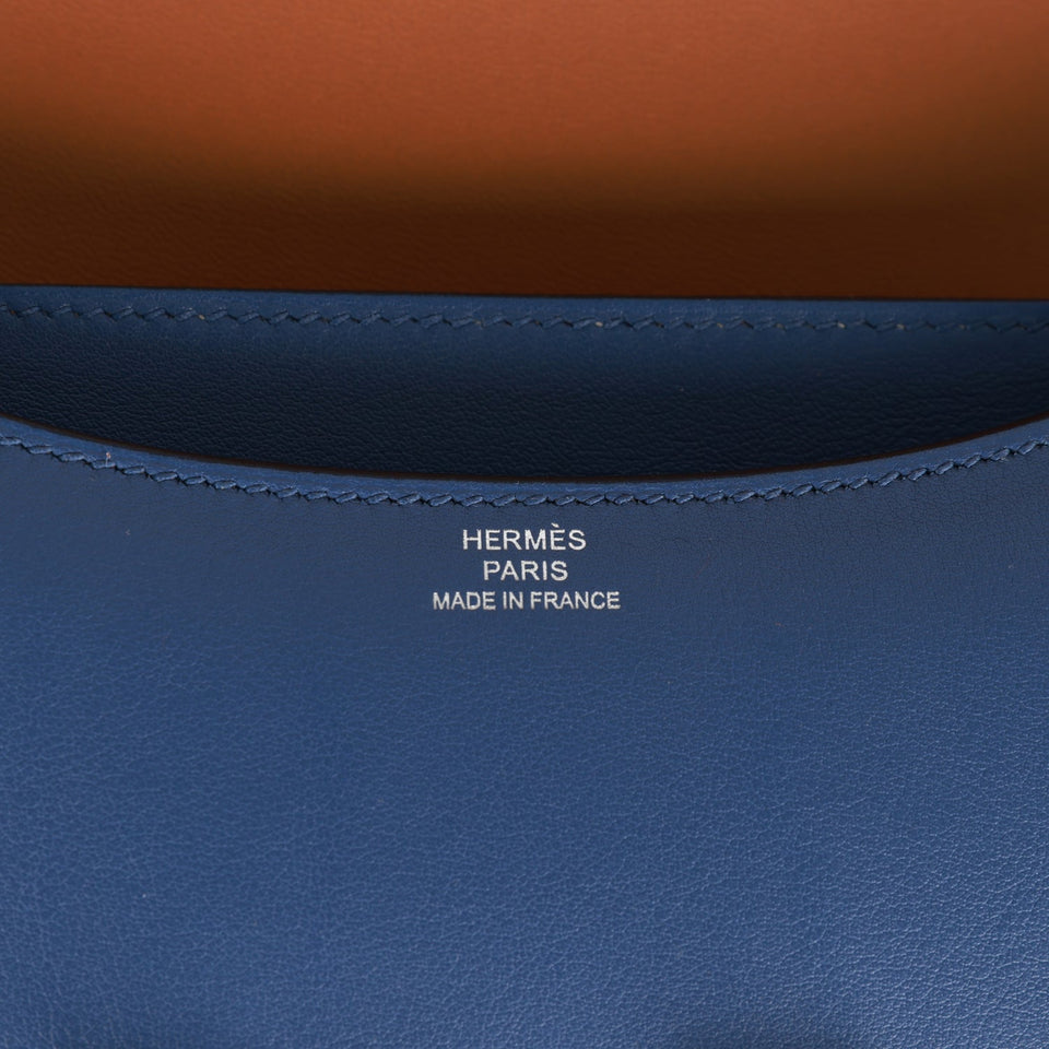 Hermes Constance 18 Bleu Brighton Verso Evercolor Palladium Hardware