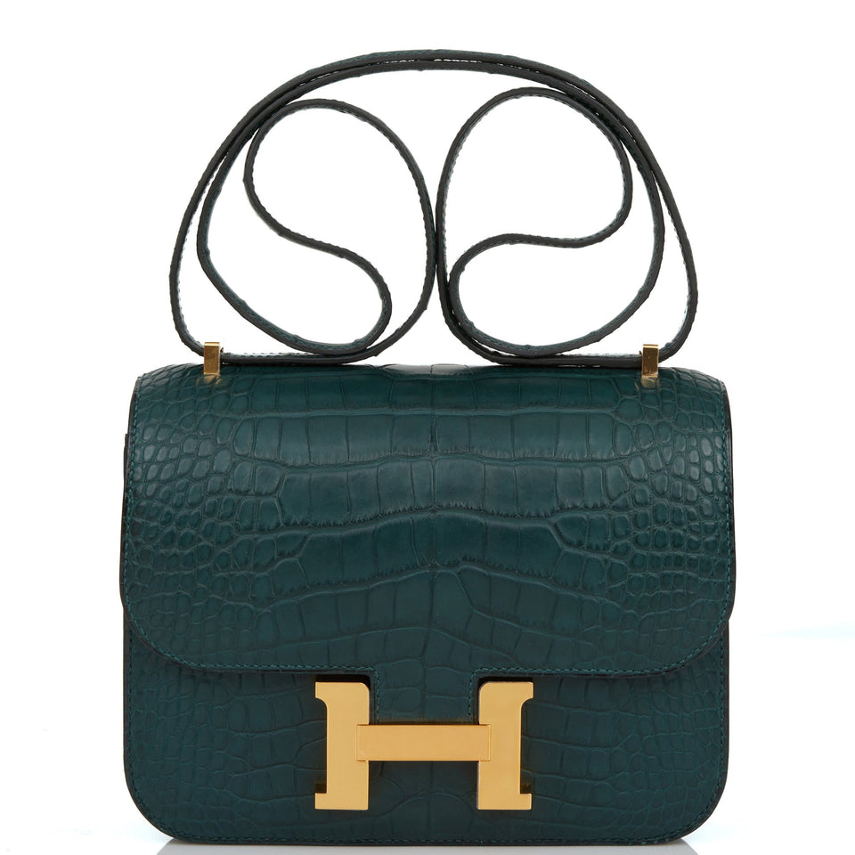 Hermes Constance 18 Vert Cypress Matte Alligator Gold Hardware
