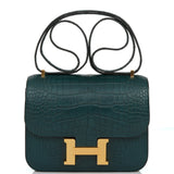 Hermes Constance 18 Vert Cypress Matte Alligator Gold Hardware