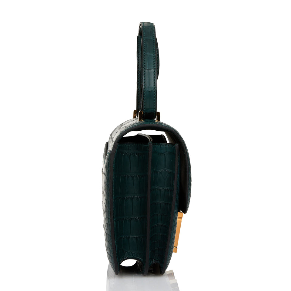Hermes Constance 18 Vert Cypress Matte Alligator Gold Hardware