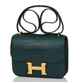 Hermes Constance 18 Vert Cypress Matte Alligator Gold Hardware