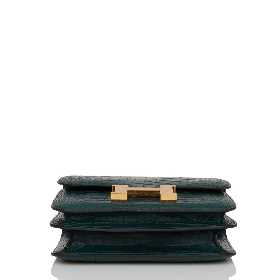 Hermes Constance 18 Vert Cypress Matte Alligator Gold Hardware