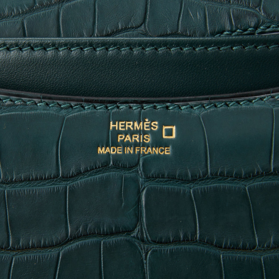 Hermes Constance 18 Vert Cypress Matte Alligator Gold Hardware
