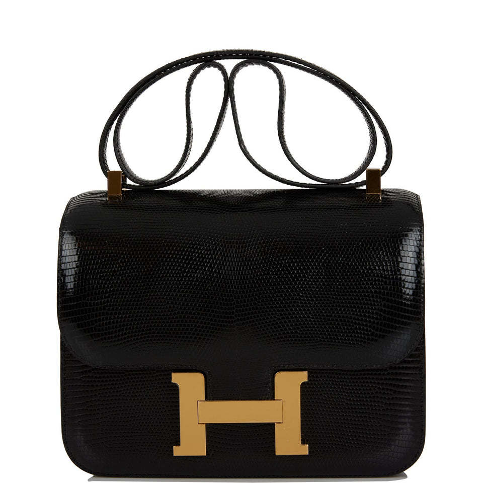 Hermes Constance 24 Black Lizard Niloticus Gold Hardware