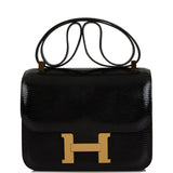 Hermes Constance 24 Black Lizard Niloticus Gold Hardware