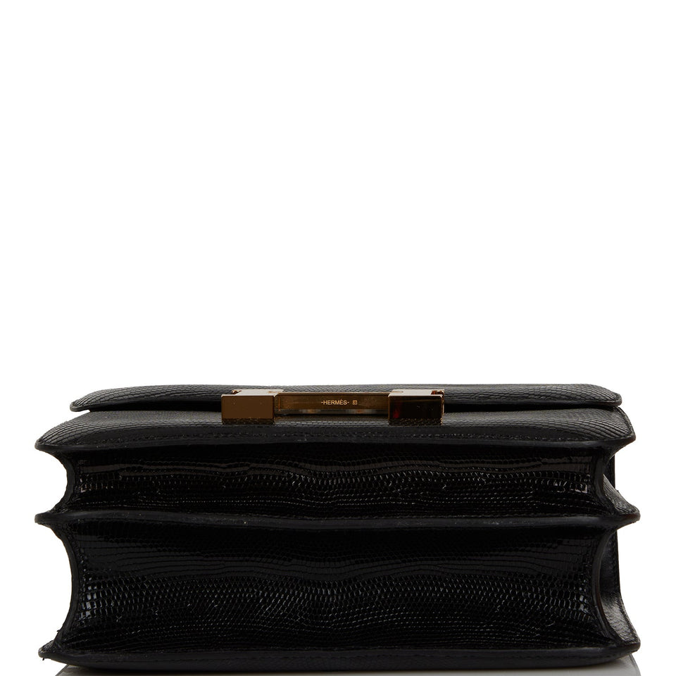 Hermes Constance 24 Black Lizard Niloticus Gold Hardware