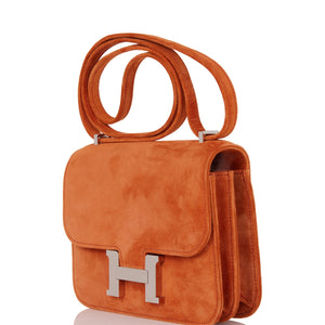 Hermes Paprika Doblis Mini Constance 18cm Palladium Hardware