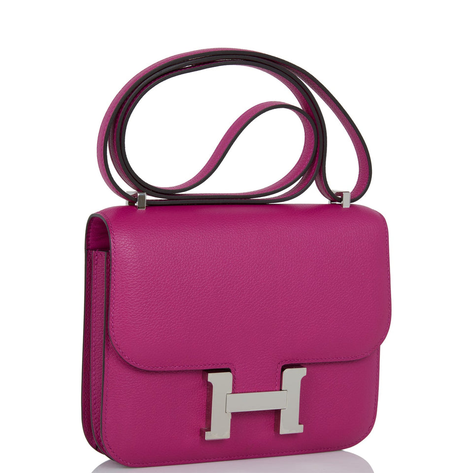 Hermes Constance 18 Rose Pourpre Evercolor Palladium Hardware