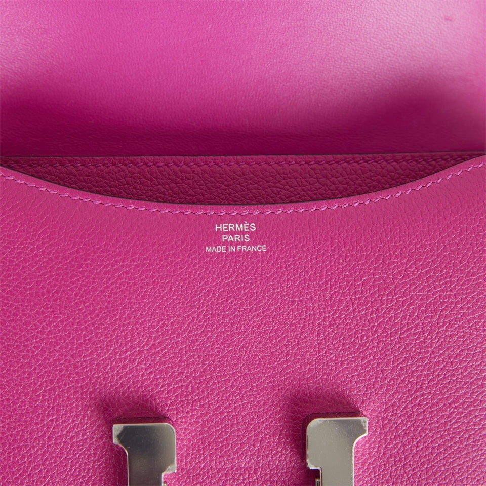 Hermes Constance 18 Rose Pourpre Evercolor Palladium Hardware