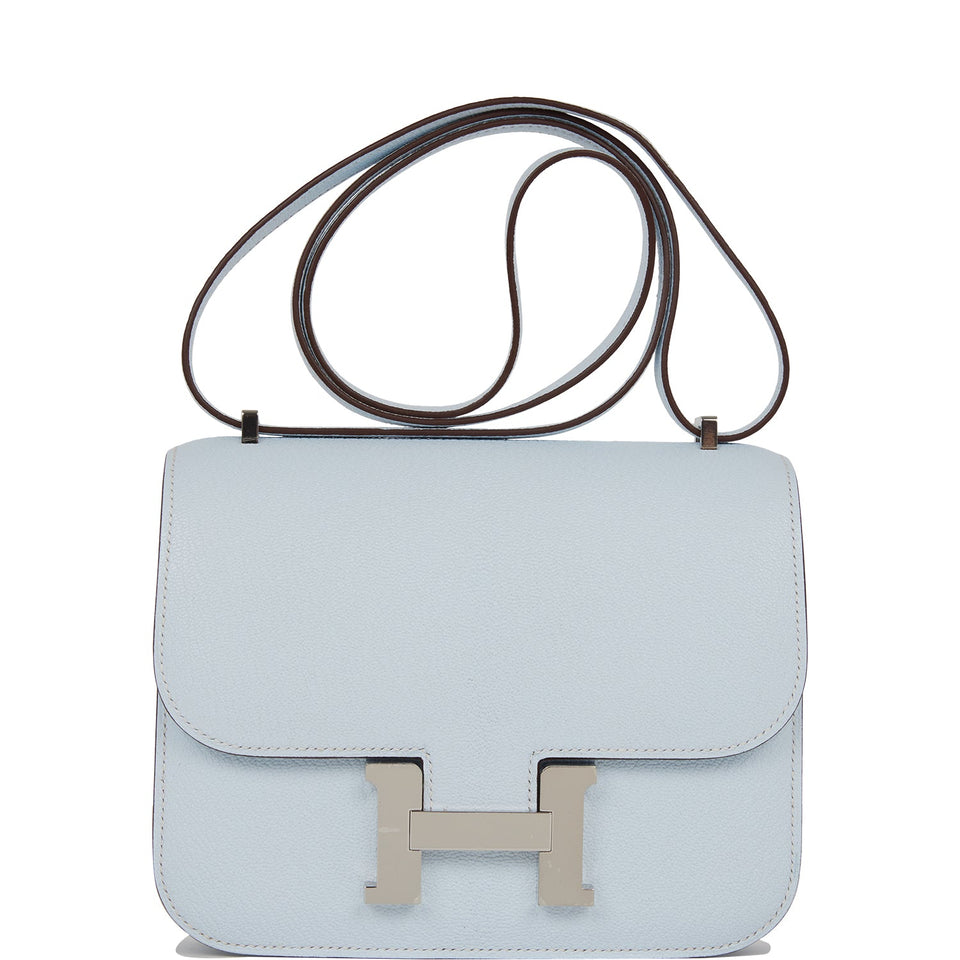 Hermes Constance 18 Bleu Brume Chevre Palladium Hardware