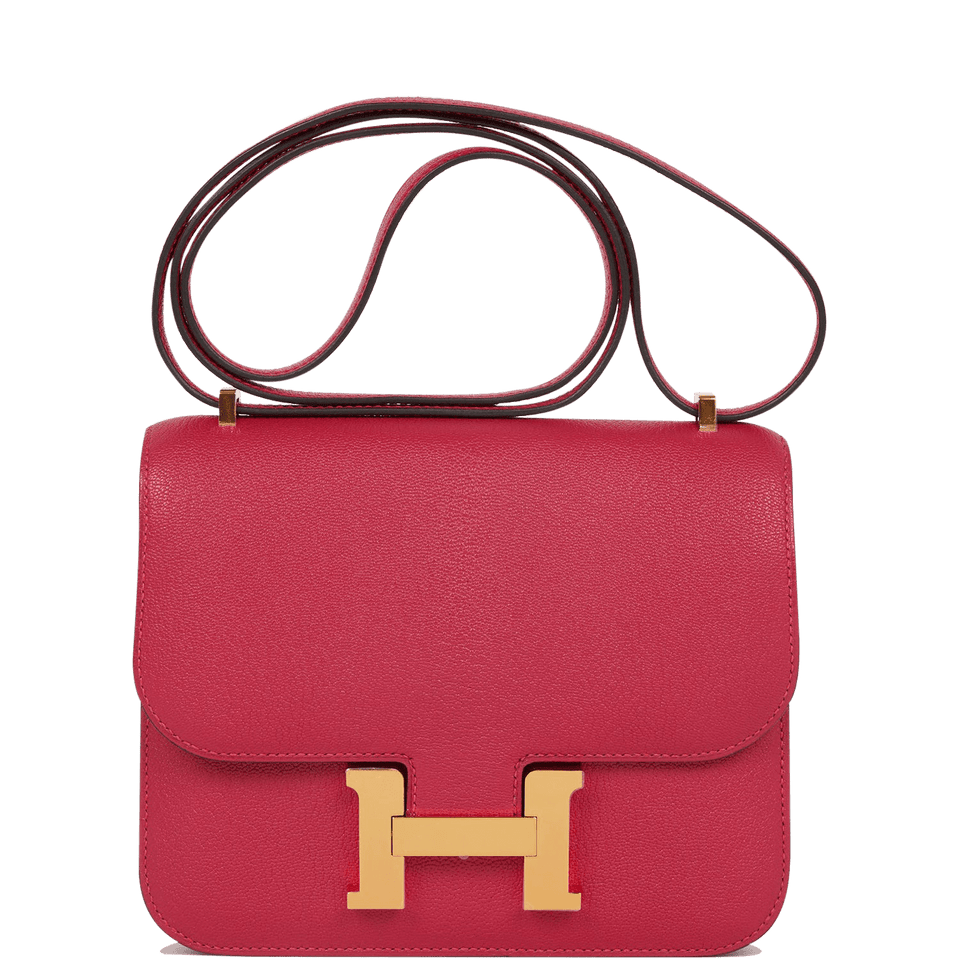 Hermes Constance 18 Framboise Chevre Gold Hardware