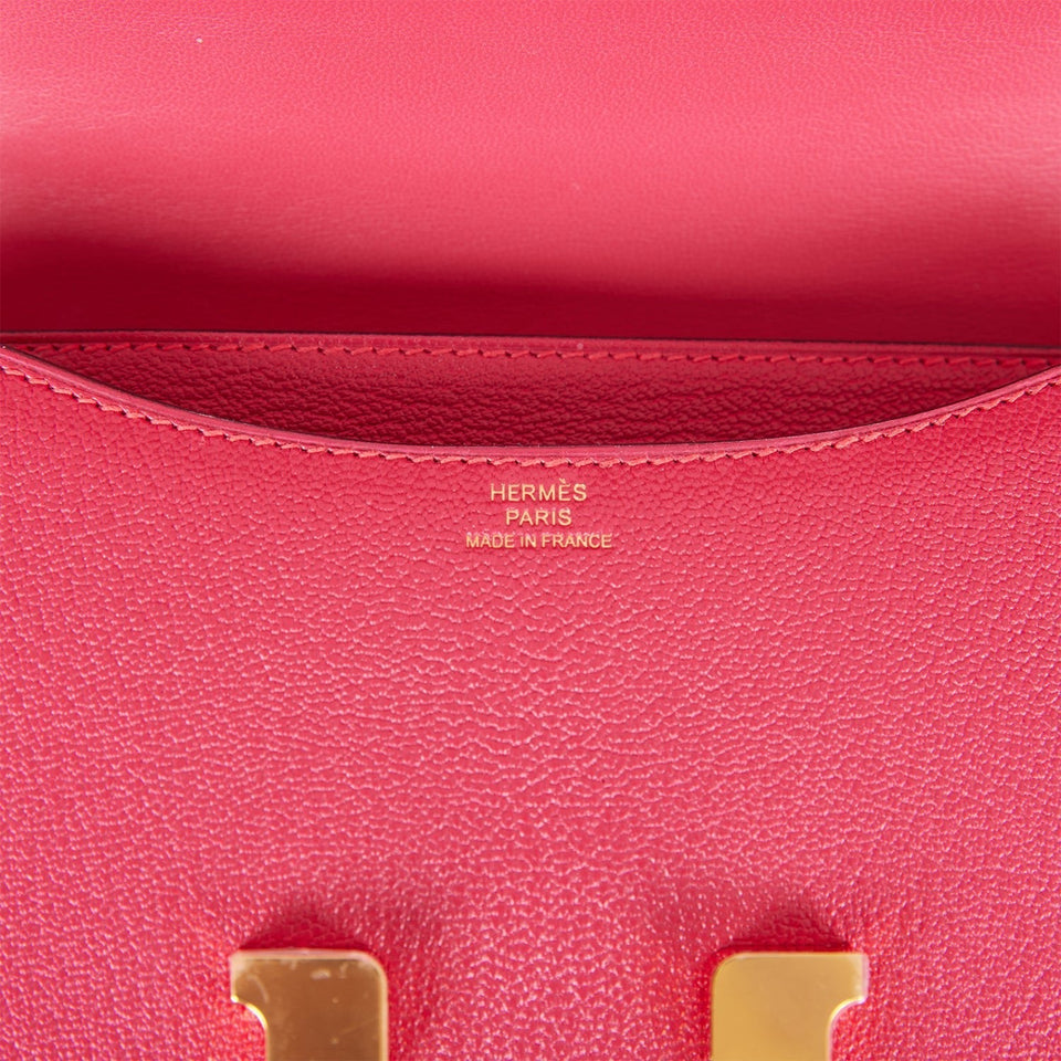 Hermes Constance 18 Framboise Chevre Gold Hardware