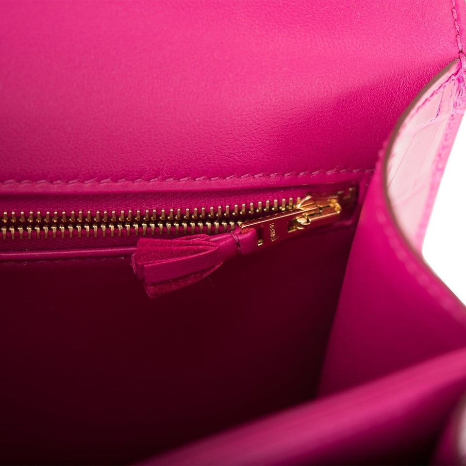 Hermes Constance 24 Rose Scheherazade Shiny Alligator Gold Hardware
