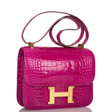 Hermes Constance 24 Rose Scheherazade Shiny Alligator Gold Hardware