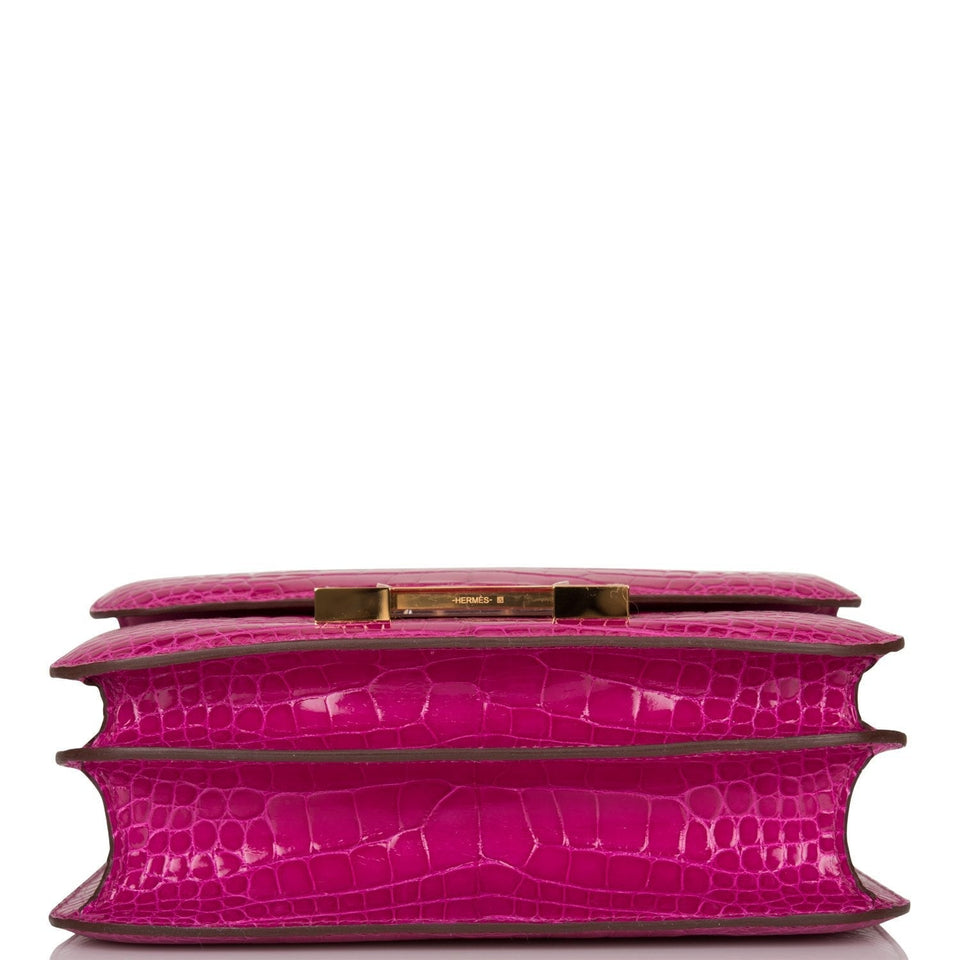 Hermes Constance 24 Rose Scheherazade Shiny Alligator Gold Hardware