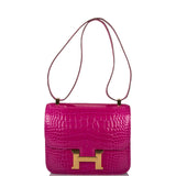 Hermes Constance 24 Rose Scheherazade Shiny Alligator Gold Hardware
