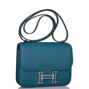 Hermes Vert Bosphore Epsom Mini Constance 18cm Lacquer Hardware