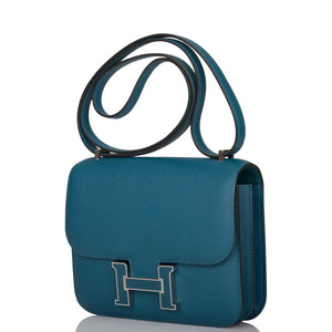 Hermes Vert Bosphore Epsom Mini Constance 18cm Lacquer Hardware