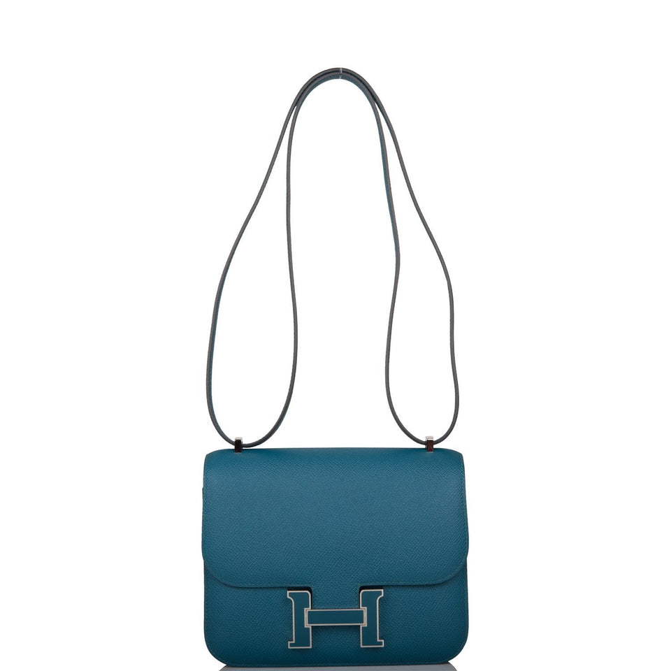 Hermes Vert Bosphore Epsom Mini Constance 18cm Lacquer Hardware