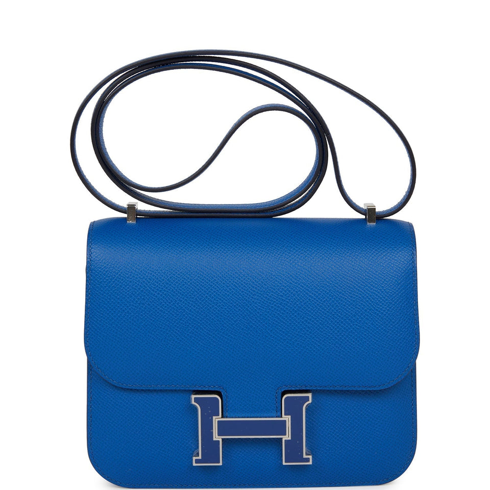 Hermes Constance 18 Bleu France Epsom Palladium Hardware