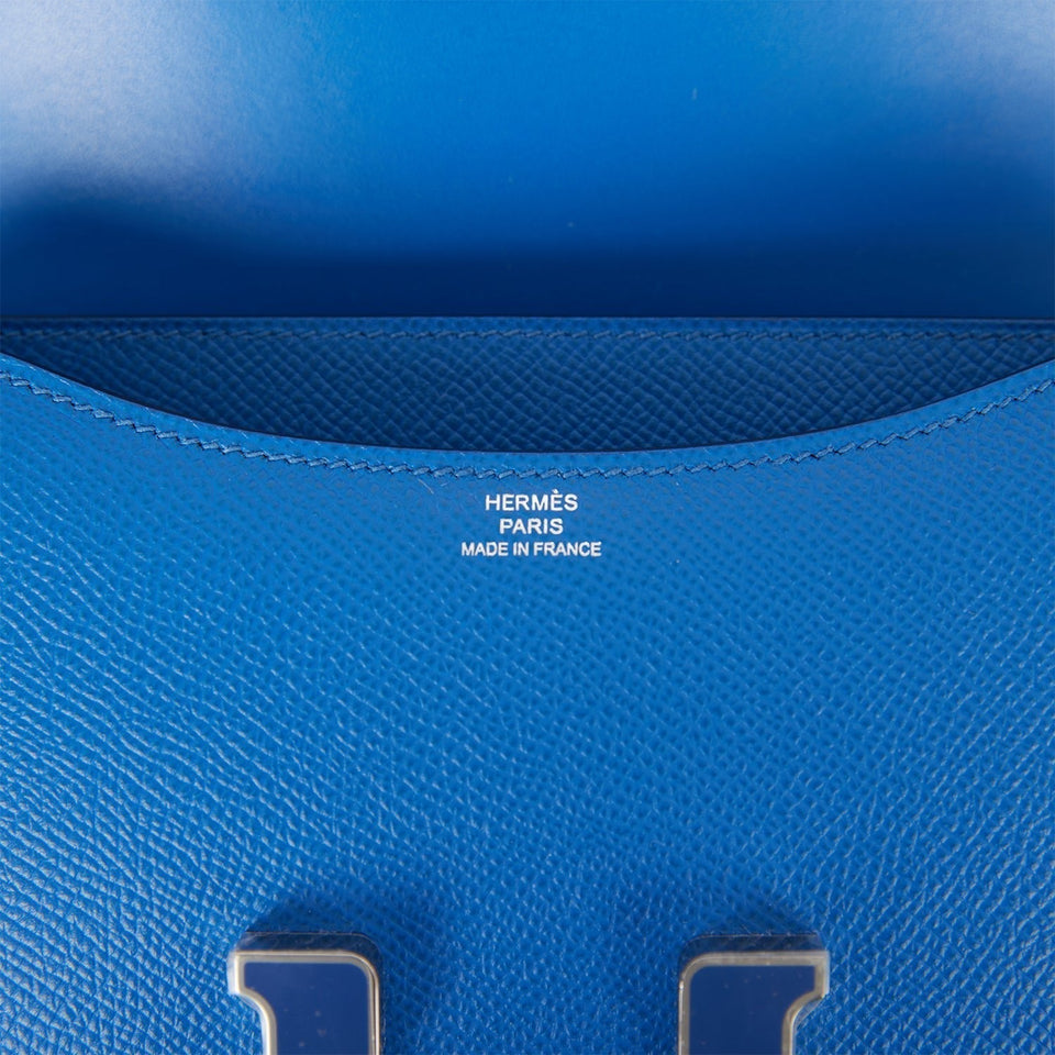 Hermes Constance 18 Bleu France Epsom Palladium Hardware