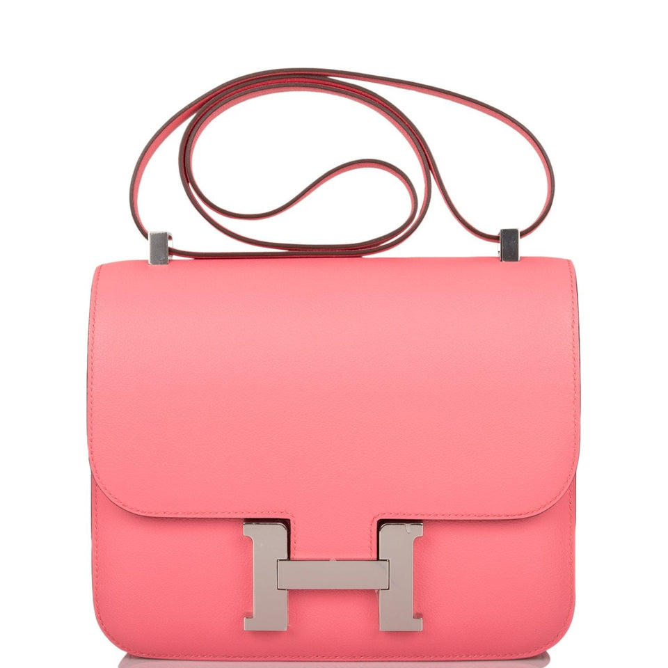 Hermes Constance 24 Rose D'Ete Evercolor Palladium Hardware
