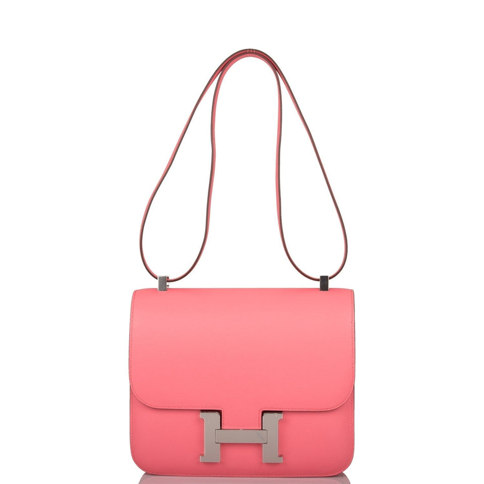 Hermes Constance 24 Rose D'Ete Evercolor Palladium Hardware