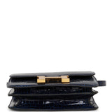 Hermes Constance 18 Bleu Saphir Shiny Alligator Gold Hardware