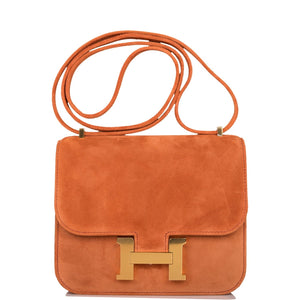 Hermes Paprika Doblis Mini Constance 18cm Gold Hardware