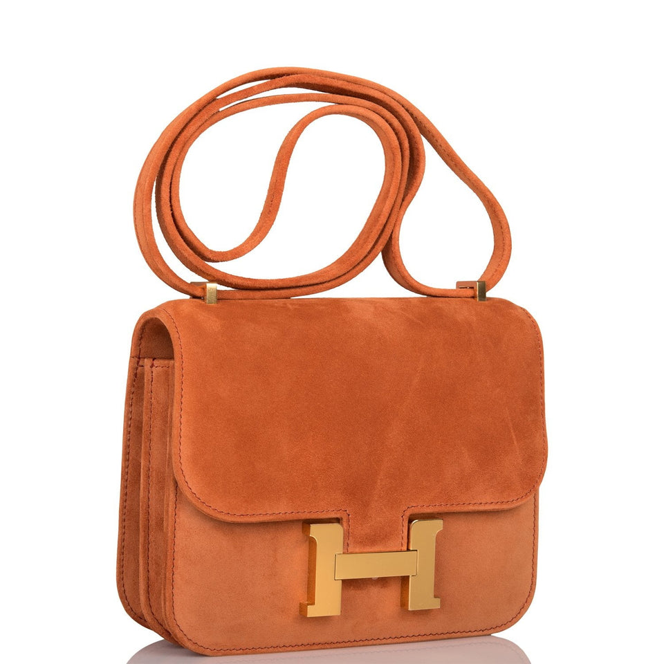 Hermes Paprika Doblis Mini Constance 18cm Gold Hardware