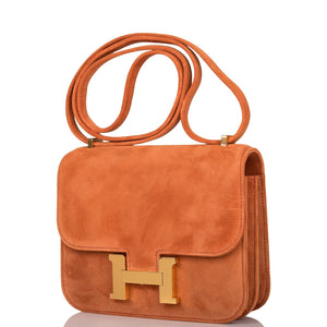 Hermes Paprika Doblis Mini Constance 18cm Gold Hardware