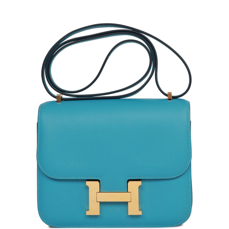 Hermes Constance 18 Bleu du Nord Swift Gold Hardware