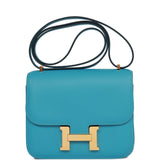 Hermes Constance 18 Bleu du Nord Swift Gold Hardware