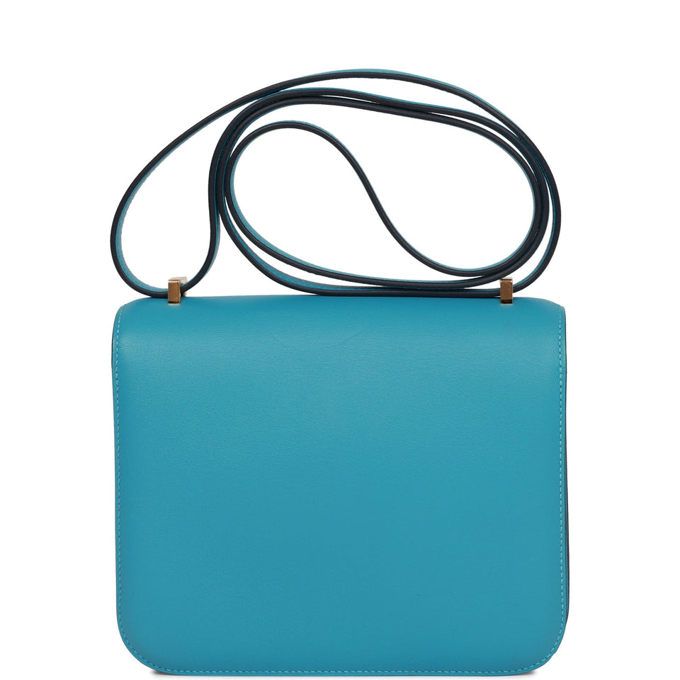Hermes Constance 18 Bleu du Nord Swift Gold Hardware