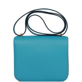 Hermes Constance 18 Bleu du Nord Swift Gold Hardware