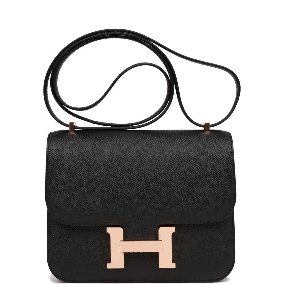 Hermes Constance 18 Black Epsom Rose Gold Hardware