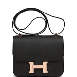 Hermes Constance 18 Black Epsom Rose Gold Hardware