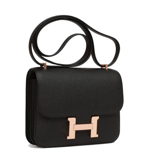 Hermes Constance 18 Black Epsom Rose Gold Hardware