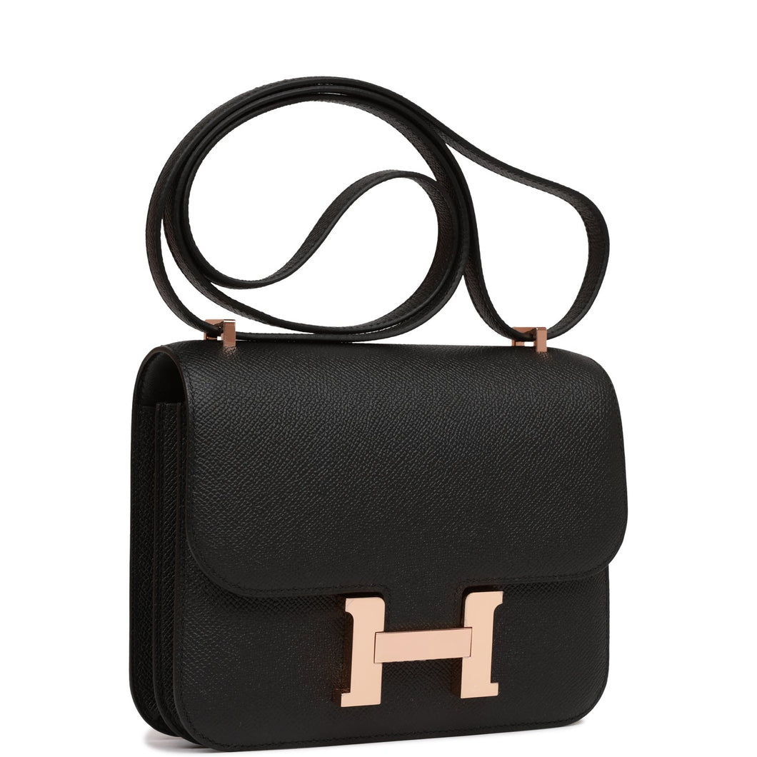 Hermes Constance 18 Black Epsom Rose Gold Hardware
