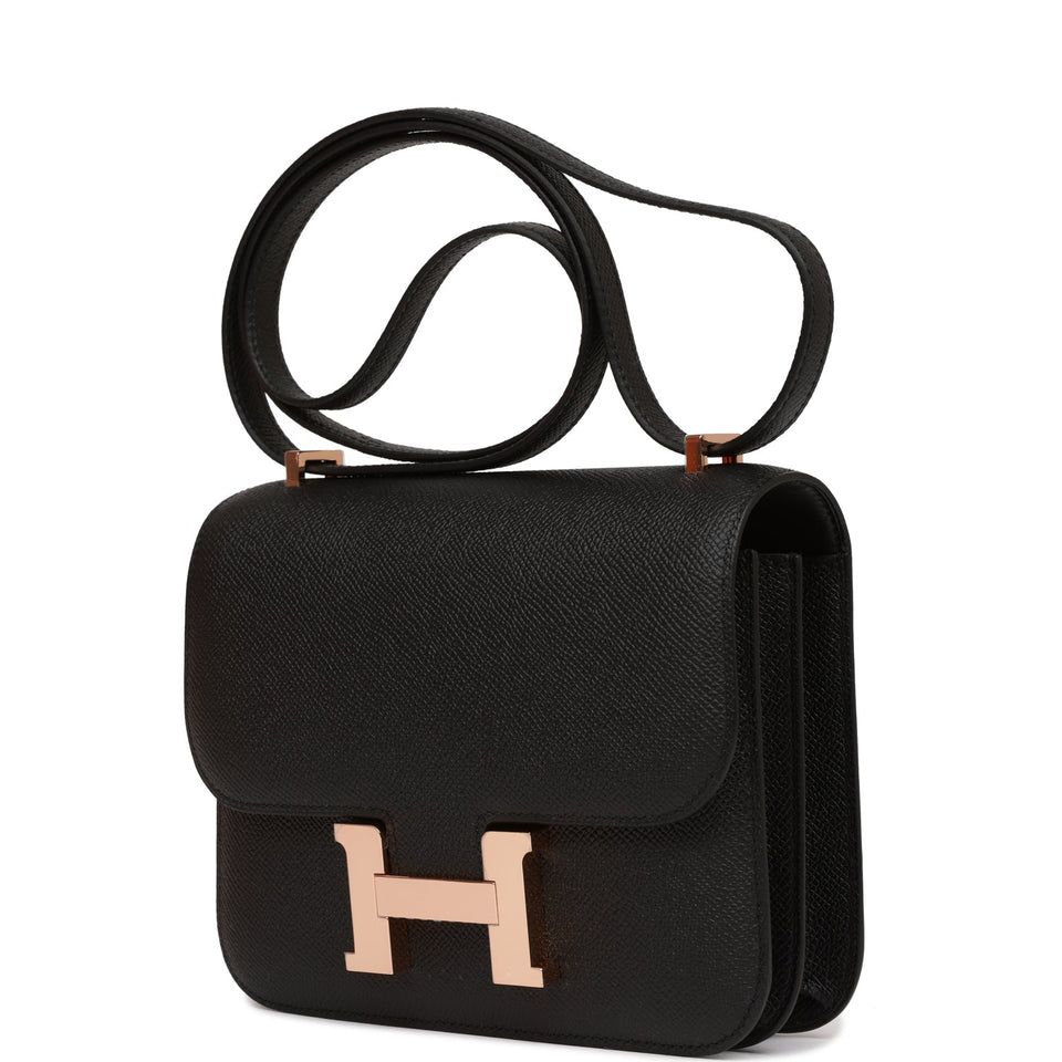 Hermes Constance 18 Black Epsom Rose Gold Hardware